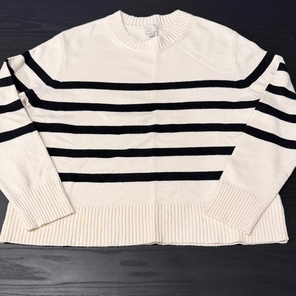 a new day Black and Cream Striped Sweater